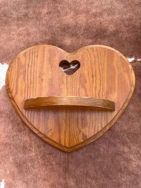 Rustic Heart-Shaped Wooden Wall Shelf - Brown